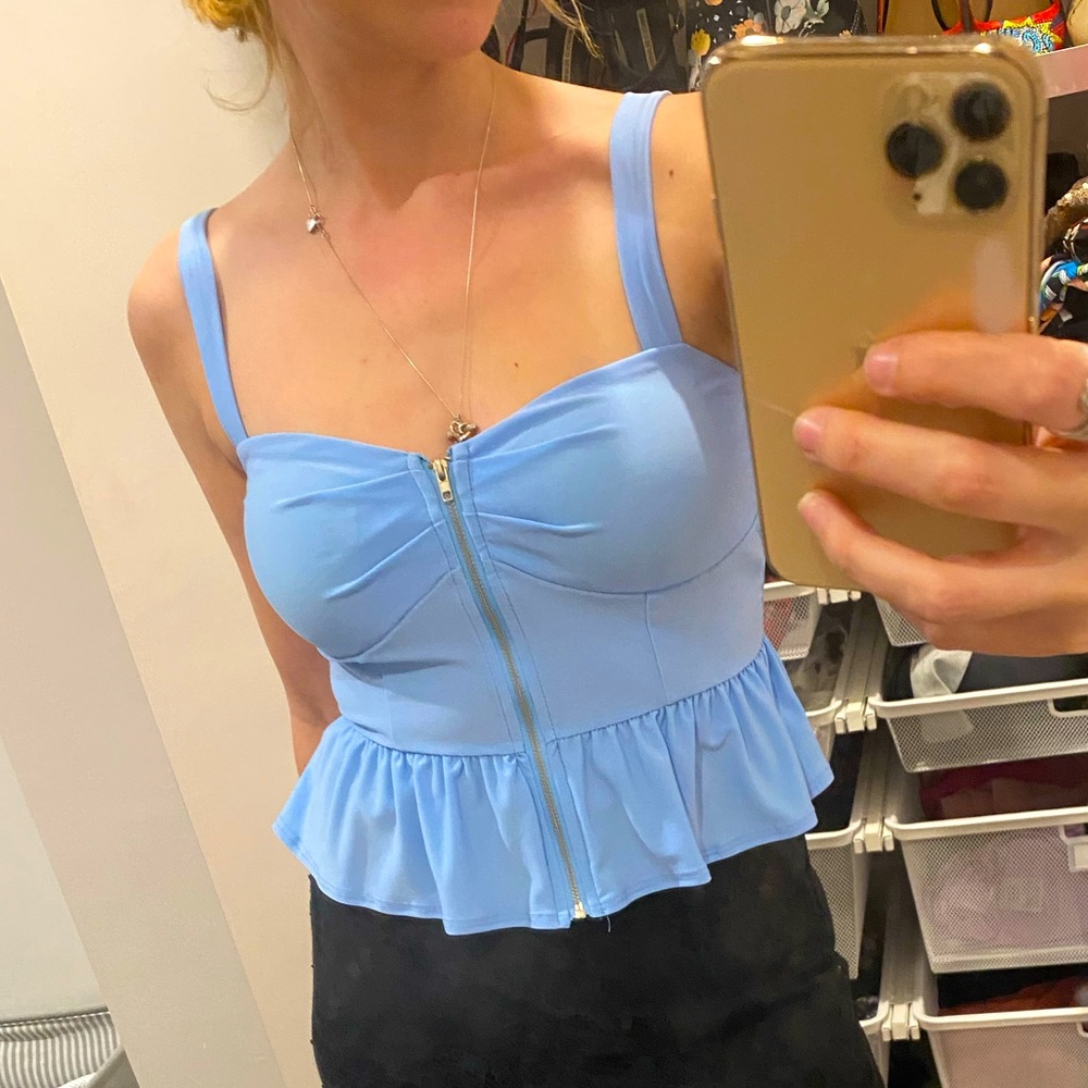NWT Bustier Peplum Top with Built in Bra